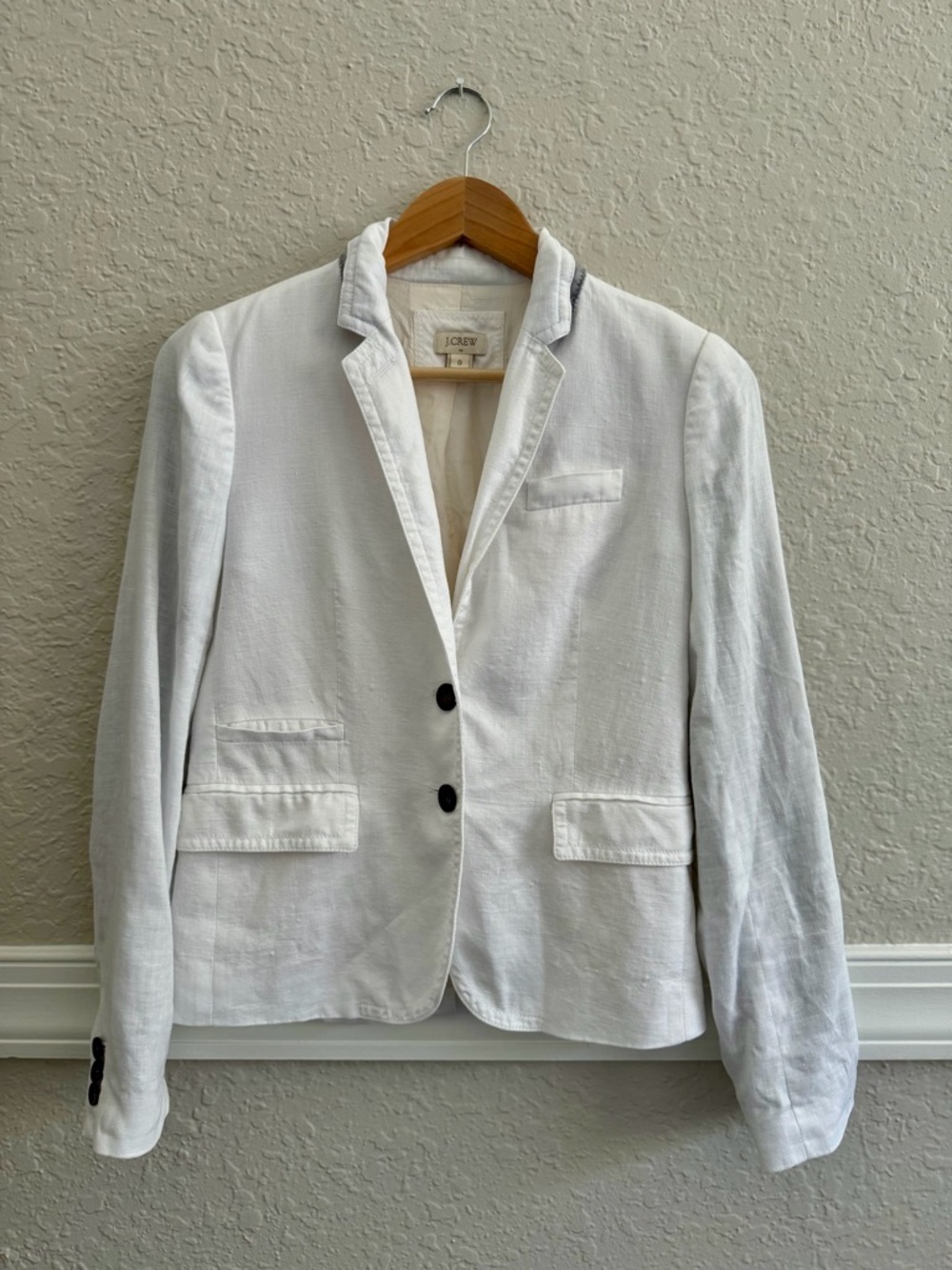 J.Crew White Linen Blazer Size 0 | 100% Linen Blazer